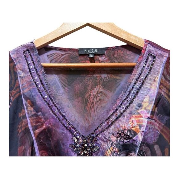 B.L.E.U. Woman Women’s Plus Multicolored Embellished Top Size 2X Fairy Y2K - Picture 6 of 13